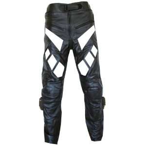  MOTORCYCLE RIDING LEATHER ARMOR PANTS BIKE WHITE 38 