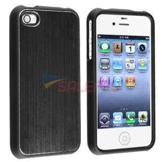 Black Aluminum COVER+PRIVACY Film For iPhone 4 4S 4G 4GS  