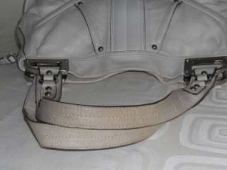 Makowsky Medium Off White Soft Pebbled Leather Handbag Tote Purse 