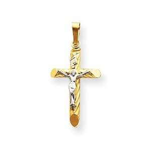  Inri Hollow Crucifix Pendant in 14k Two tone Gold Jewelry