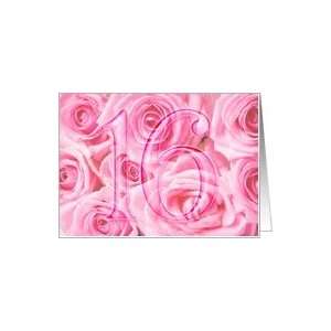  Pink massed roses   16th birthday party invitation Card 