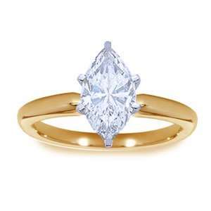  14k Yellow Gold Marquise Diamond Solitaire Engagement Ring 