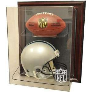 NFL Logo Gear Helmet and Football Case Up Display, Mahogany:  