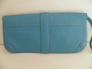 ANN TAYLOR LOFT Blue LEATHER Wristlet Bag CLUTCH  