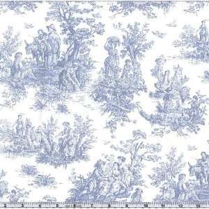  54 Wide Jamestown Toile Light Blue/White Fabric By The 