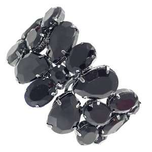  Magola Black Crystal Hinged Bangle Jewelry