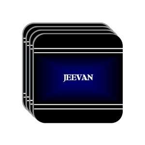 Personal Name Gift   JEEVAN Set of 4 Mini Mousepad Coasters (black 