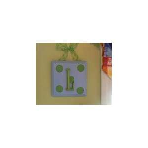 Soft Blue and Green Polka Initial Plaque: Kitchen & Dining