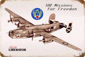 B24 Liberator LIFE 15th AAF Airplane vintage tin sign  