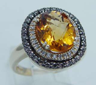 LeVian 14K Yellow Gold Citrine Diamond Ring Designer Signed Jewelry Le 