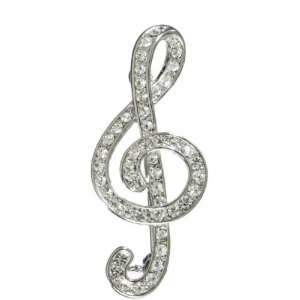  Pack of 6 Treble Clef Jewel Encrusted Pin