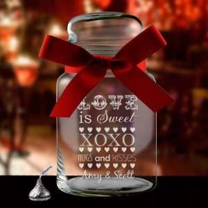 Love is Sweet Personalized Glass Candy Jar: Everything 