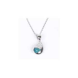   Blue Oval Crystal Pendant Silver Artisan Necklace Jn1: Jewelry