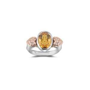  0.11 Ct Diamond & 2.20 Cts Citrine Ring in 14K Two Tone 