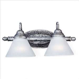 Living Well 7048OS Olde Silver Two Light Vanity with Sandblasted Glass