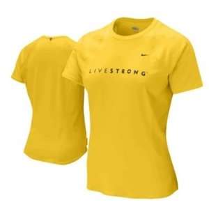 LIVESTRONG Nike Womens Fit Dry Base layer SS Cycling Shirt Yellow Size 