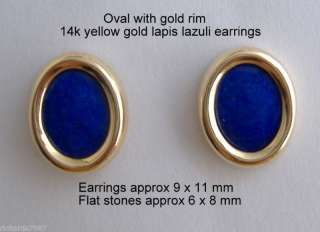 Earrings lapus lazuli 14k yellow gold pierced  