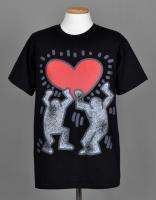 New Keith Haring Heart Print Graphic Tee T Shirt S M L Black White Big 