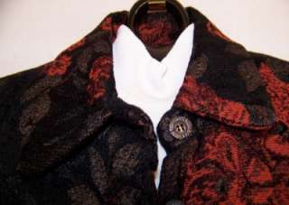 Keren Hart Womens Black Tapestry Jacket Blazer Coat Sz L  