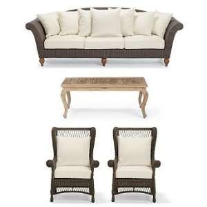  Sofa Set with Brown Outdoor Brown Table   Rumor Off White with Leo 