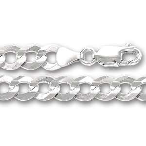   White Gold Comfort Curb Chain Bracelet   Width 5.7mm   Length 8.5 Inch