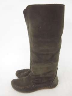 BELLE Olive Green Suede Knee High Flat Boots Sz 7.5  