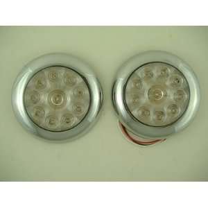 Round Amber 10 LED Surface Mount Turn Signal Lights / Clear Lens 