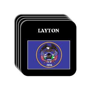  US State Flag   LAYTON, Utah (UT) Set of 4 Mini Mousepad 