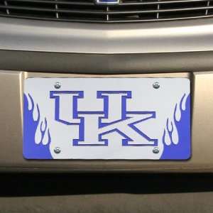  Kentucky Wildcats Silver Mirrored Flame License Plate 