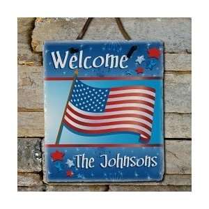  Personalized Patriotic American Flag Slate Wall Sign