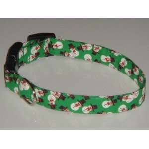  Green Snowmen Snowman Christmas Dog Collar Small 3/4 