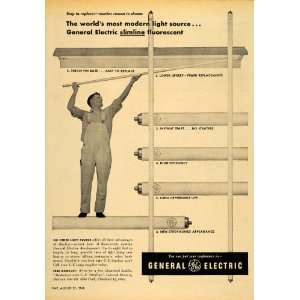 1950 Ad General Electric Fluorescent Light Slimline   Original Print 