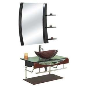   Inch Bathroom Vanity with Glass Countertop & ZHJ48 Mirror   Chocolate