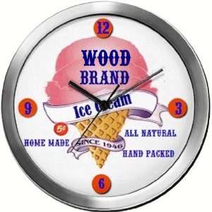 WOOD 14 Inch Ice Cream Metal Clock Quartz Movement  