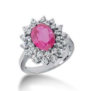  3.05 Ct Diamond Ruby Ring Engagement Oval Cut Prong 