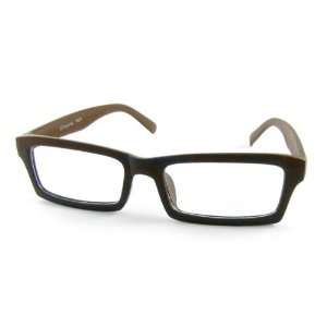   Unisex Wood Grain Frame Rectangle Clear Lens Eyewear Plain Glasses