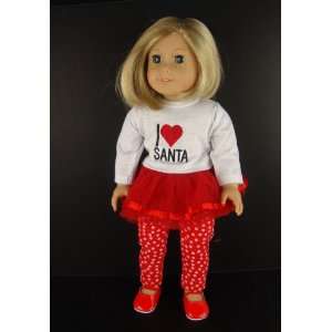 Love Santa Christmas Shirt and Tulle Skirt with Attached Leggings 
