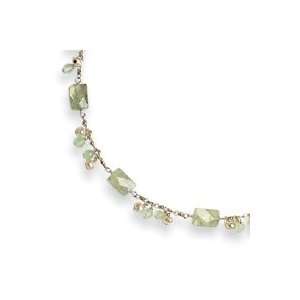   /Green Quartz/White Cultured Pearl Necklace   QH2218 16 Jewelry