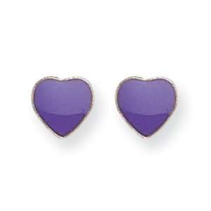   Inverness Piercing 14k Gold Epoxy Fill Purple Heart Earrings Jewelry