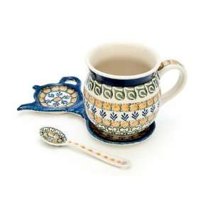  Polish Pottery Herb Garden Mug & Saucer Gift Set