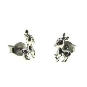    Sterling Silver Mini Little Donkey Earrings on Posts: Jewelry