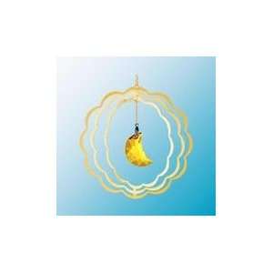  24K Gold Moon Circle Spinner Ornament   Yellow Swarovski 