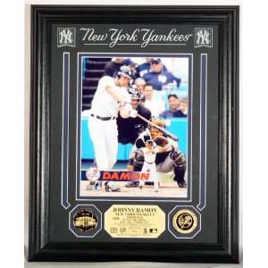 New York Yankees JOHNNY DAMON Archival Etched Glass PHOTOMINT & 24KT 