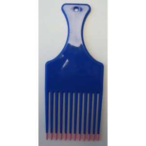  Blue Hair Pick Comb with Pink Tips   7 inches x 3 inches 