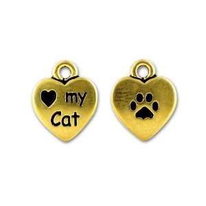  Antique Gold I Love My Cat Charm: Arts, Crafts & Sewing