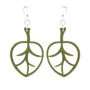    Green Aspen Leaf Wood Earrings: Green Tree Jewelry: Jewelry