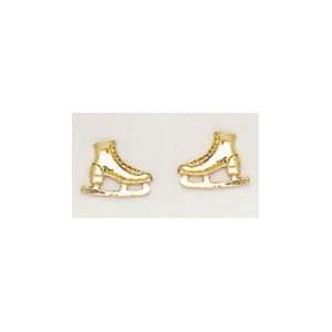  14k Yellow Gold Ice Skate Earrings: Jewelry