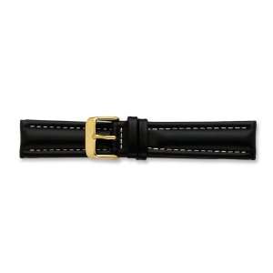  24mm Black Oil Tanned Lthr Gold tone Buckle Watch Band 