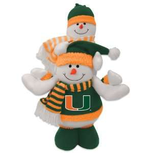 NCAA Miami Hurricanes Plush Double Stacked Snowman Christmas 