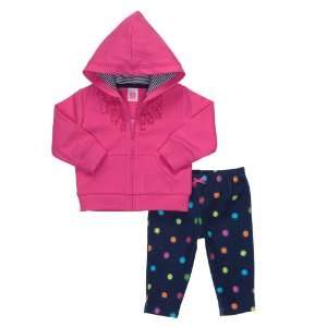   Piece Hooded and Zippered Legging Pant Set Pink/Navy 24 Months Baby